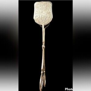 Vintage Silver Plated Floral Ornate Serving Bread ,Salad Server Scissor Tong